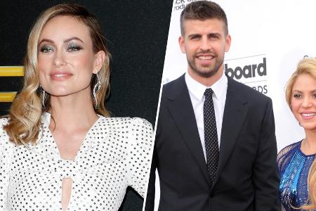 Olivia Wilde (l.) soll derzeit den zehn Jahre jüngeren Harry Styles daten. Auch Shakira (r.) und Lebensgefährte Gerard Piqué... Olivia Wilde (l.) soll derzeit den zehn Jahre jüngeren Harry Styles daten. Auch Shakira (r.) und Lebensgefährte Gerard Piqué...