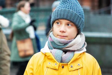 Greta Thunberg bei einer Demonstration in Stockholm.