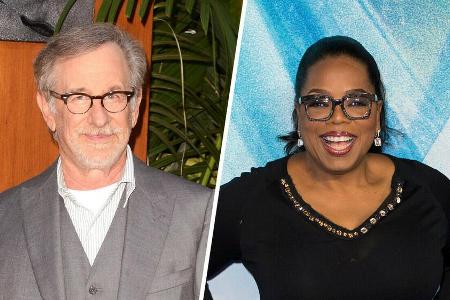 Steven Spielberg und Oprah Winfrey waren zwei der Überraschungsgäste von John Krasninski. Steven Spielberg und Oprah Winfrey waren zwei der Überraschungsgäste von John Krasninski.