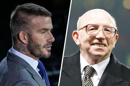 Die Wege von David Beckham (l.) und Nobby Stiles kreuzten sich bei Manchester United.