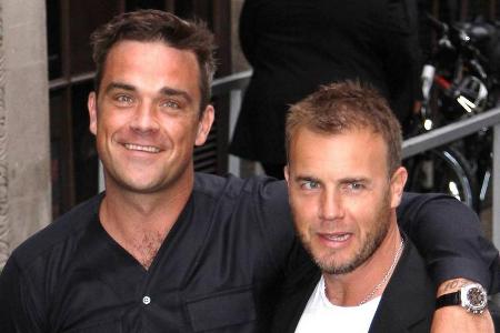 Exakt zehn Jahre ist dieses Bild von Robbie Williams (l.) und Gary Barlow nun schon alt - genau wie ihr gemeinsamer Song 
