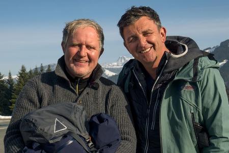 Harald Krassnitzer (l.) und Hans Sigl bei den Dreharbeiten einer Sonderfolge von 