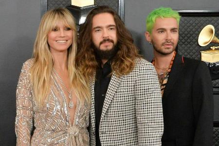 Heidi Klum in Begleitung von Tom (Mitte) und Bill Kaulitz bei den Grammy Awards in Los Angeles.