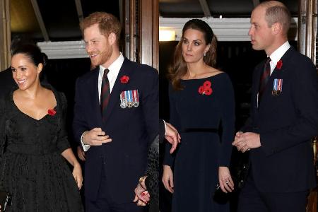 Meghan, Harry, Kate und William (v.l.) beim Remembrance Festival in London