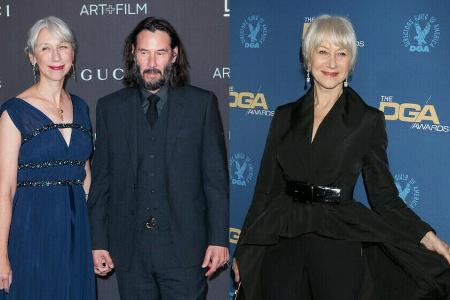 Keanu Reeves und Alexandra Grant (l.) machten ihre Liebe offiziell - und Helen Mirren (r.) freut sich für sie