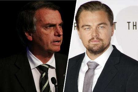 Jair Bolsonaro (li.) hat es auf Leonardo DiCaprio abgesehen