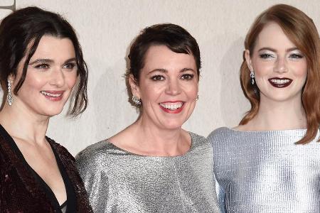 Rachel Weisz, Olivia Colman und Emma Stone bei einem Auftritt zu 