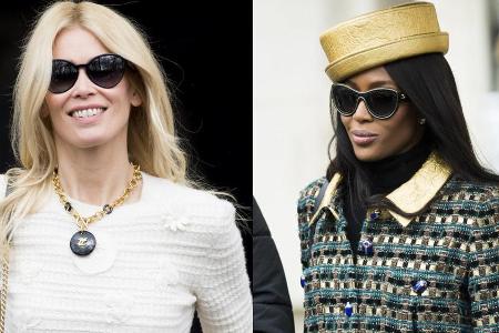 Claudia Schiffer und Naomi Campbell bei ihrer Ankunft zur Chanel-Show