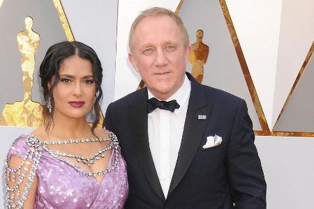 Salma Hayek und François-Henri Pinault im Jahr 2018 bei der Oscar-Verleihung