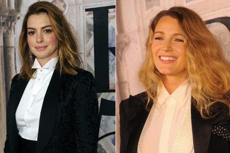 Anne Hathaway und Blake Lively trugen sehr ähnliche Outfits während der Fashion Week in New York Anne Hathaway und Blake Lively trugen sehr ähnliche Outfits während der Fashion Week in New York