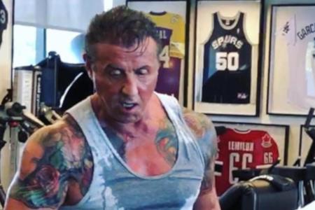 Sein Körper kann sich sehen lassen: Sylvester Stallone beim Sport Sein Körper kann sich sehen lassen: Sylvester Stallone beim Sport