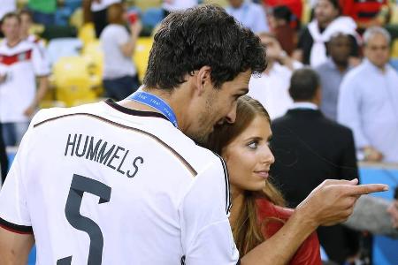 Beim WM-Finale 2014 in Brasilien konnte Mats Hummels bereits auf die Unterstützung seiner Cathy zählen Beim WM-Finale 2014 in Brasilien konnte Mats Hummels bereits auf die Unterstützung seiner Cathy zählen