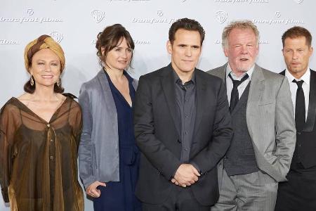 Til Schweiger (v.r.) mit Nick Nolte, Matt Dillon, Emily Mortimer und Jacqueline Bisset in Berlin