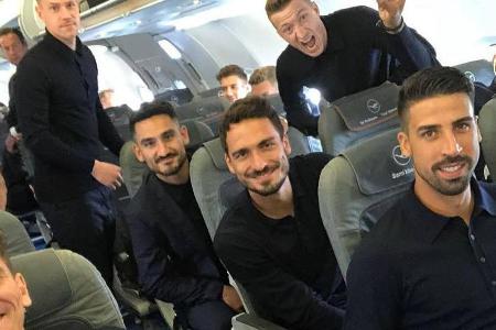 Stimmung: Die deutsche Fußball-Nationalmannschaft scheint sich auf die WM in Russland zu freuen Stimmung: Die deutsche Fußball-Nationalmannschaft scheint sich auf die WM in Russland zu freuen