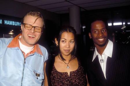 Stefan Raab, Minh-Khai Phan-Thi und Mola Adebisi während ihrer Zeit bei VIVA