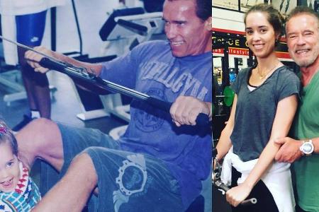 Arnold Schwarzenegger und Tochter Christina - vor vielen Jahren (l.) und heute Arnold Schwarzenegger und Tochter Christina - vor vielen Jahren (l.) und heute