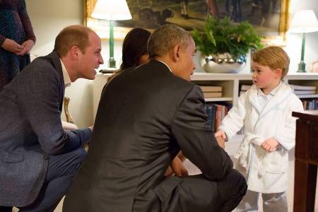 Erstes Treffen zwischen Prinz George (r.) und Präsident Obama (Mitte) vor zwei Jahren