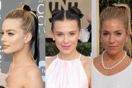 Margot Robbie (v.l.), Millie Bobby Brown oder Sienna Miller tragen das Trend-Teil