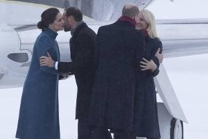 Haakon und Mette-Marit empfangen William und Kate im verschneiten Oslo