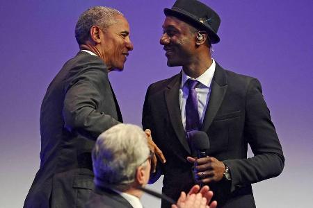 Barack Obama in Baden-Baden mit Sänger Aloe Blacc