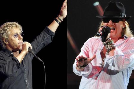 Axl Rose (r.) und Roger Daltrey sind bald gemeinsam auf Tour