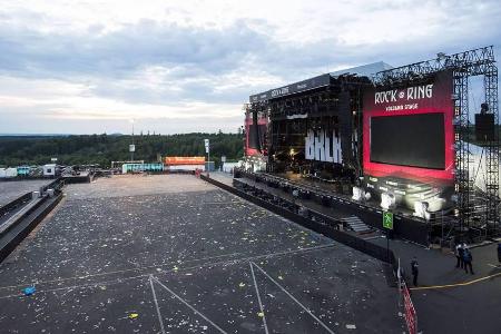 Das Festivalgelände von Rock am Ring nach der Evakuierung am 2. Juni 2017