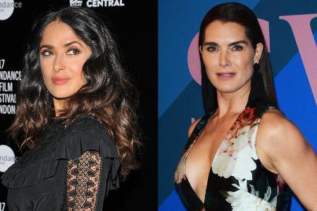 Salma Hayek (l.) und Brooke Shields mussten einst Donald Trump abwimmeln