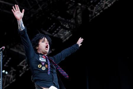 Billie Joe Armstrong von Green Day auf der Konzertbühne in Madrid
