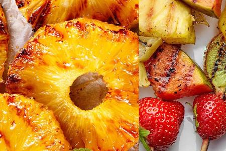Fruchtiger Grillspaß mit Ananas, Erbeeren und anderem Obst