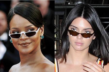 Rihanna (links) und Kendall Jenner (rechts) tragen jetzt Mini-Sonnenbrillen