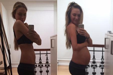 Alena Gerber im Babybauch-Vergleich: Links im fünften, rechts im siebten Monat
