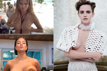 Sie alle geben tiefe Einblicke: Chrissy Teigen, Emma Watson, Ashley Graham und Nicki Minaj