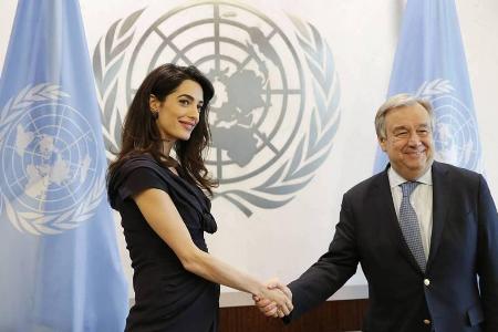 Amal Clooney traf in New York auf UNO-Generalsekretär António Guterres