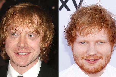 Bei der Geburt getrennt? Rupert Grint (l.) und Ed Sheeran sehen sich durch die roten Wuschel-Haare wirklich ähnlich