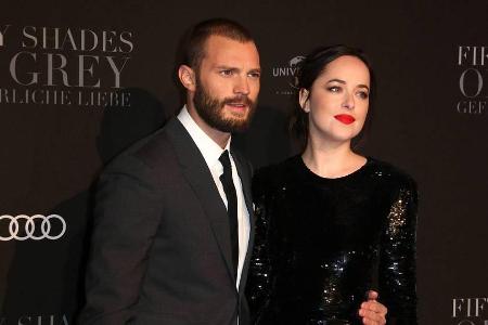 Jamie Dornan und Dakota Johnson am Dienstagabend in Hamburg