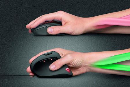 Ergonomische Mäuse ändern oft die klassische Handhabung der Maus und entlasten damit die Sehnen.