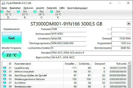 Die S.M.A.R.T.-Werte geben Auskunft darüber, wie es um den Zustand der Festplatte oder SSD bestellt ist.