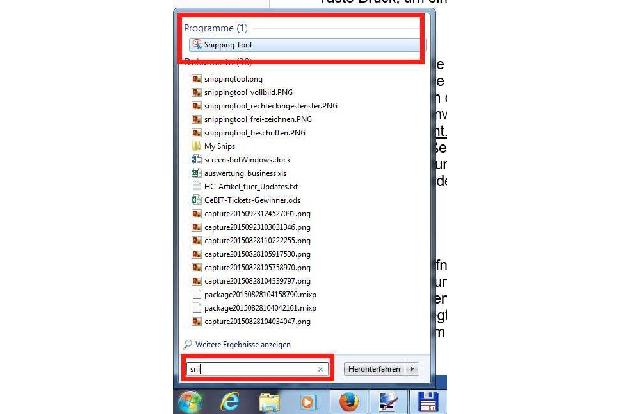 Das Windows Snipping-Tool starten.