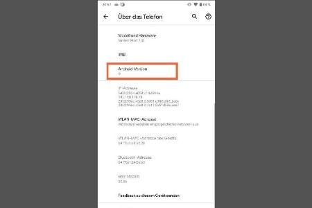 Nach der Installation der Entwickler-Preview meldet sich Ihr Smartphone mit der Android-R-Version zurück.