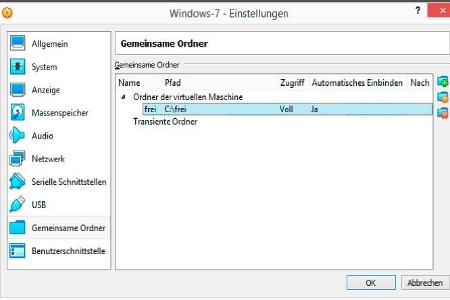 Ein gemeinsamer Ordner ermöglicht den Datentransfer zwischen Host- und Gastsystem auch ohne Freigaben und Netzwerkverbindung.