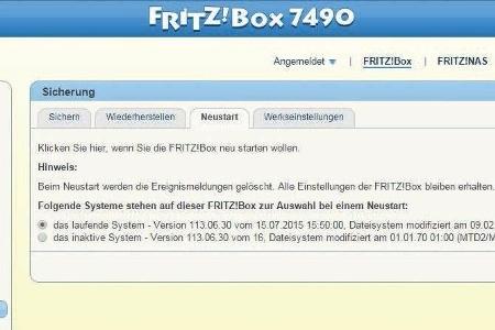 Das modfs-Tool sorgt für einen Umschaltknopf im Fritzbox-Menü, um zwischen Firmware-Varianten zu wechseln.