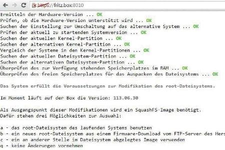 Voraussetzung für ein alternatives System ist ausreichend Platz im Flash-Speicher der Fritzbox. Prüfen lässt sich das mit de...