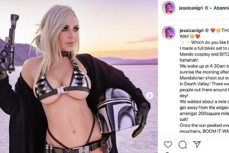 232.000 Likes auf das letzte Foto - Jessicas sexy Interpretation von The Mandalorian. Solche Herz-Raten haben sonst nur Holl...