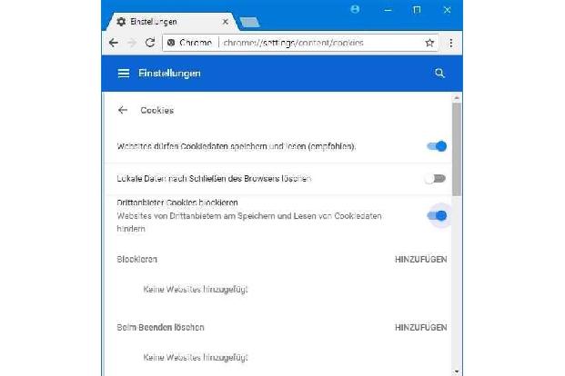 Blockieren von Drittanwender-Cookies.