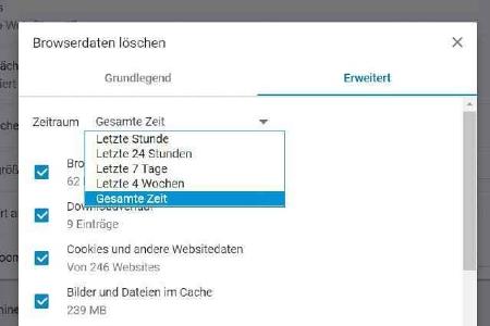 Löschen des Verlaufs und anderer Browserdaten.