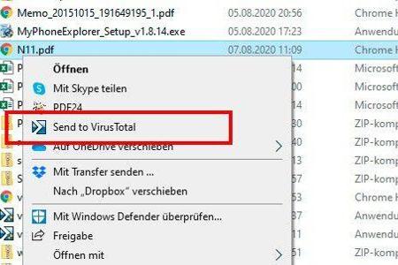 Das Tool Virustotal Uploader integriert sich in das Kontextmenü des Windows-Explorers. So kann eine Datei per Rechtsklick zu...