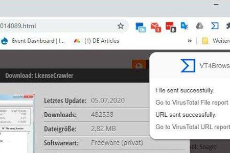 Mit der Browser-Erweiterung VT4 Browsers lassen sich Links, ganze Websites und Downloads mit den mehr als 70 Scannern von Vi...