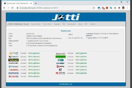 Mit dem Multiscanner Jottis Malware Scan lässt sich eine hochgeladene Datei zwar mit nur 15 Scannern prüfen, der Upload funk...