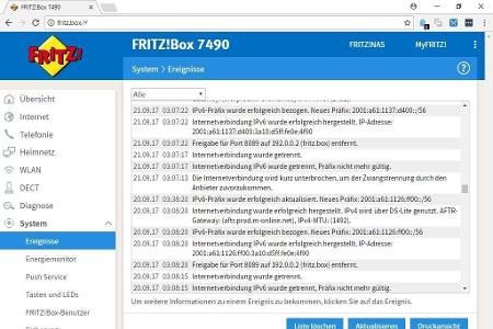 Die Fritzbox protokolliert alle wichtigen Ereignisse rund um die Box.