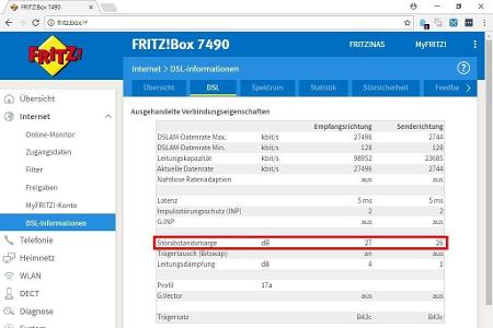 Bei der Störabstandsmarge handelt es sich um einen Puffer, über den die Fritzbox Bandbreiten-Störungen ausgleicht.